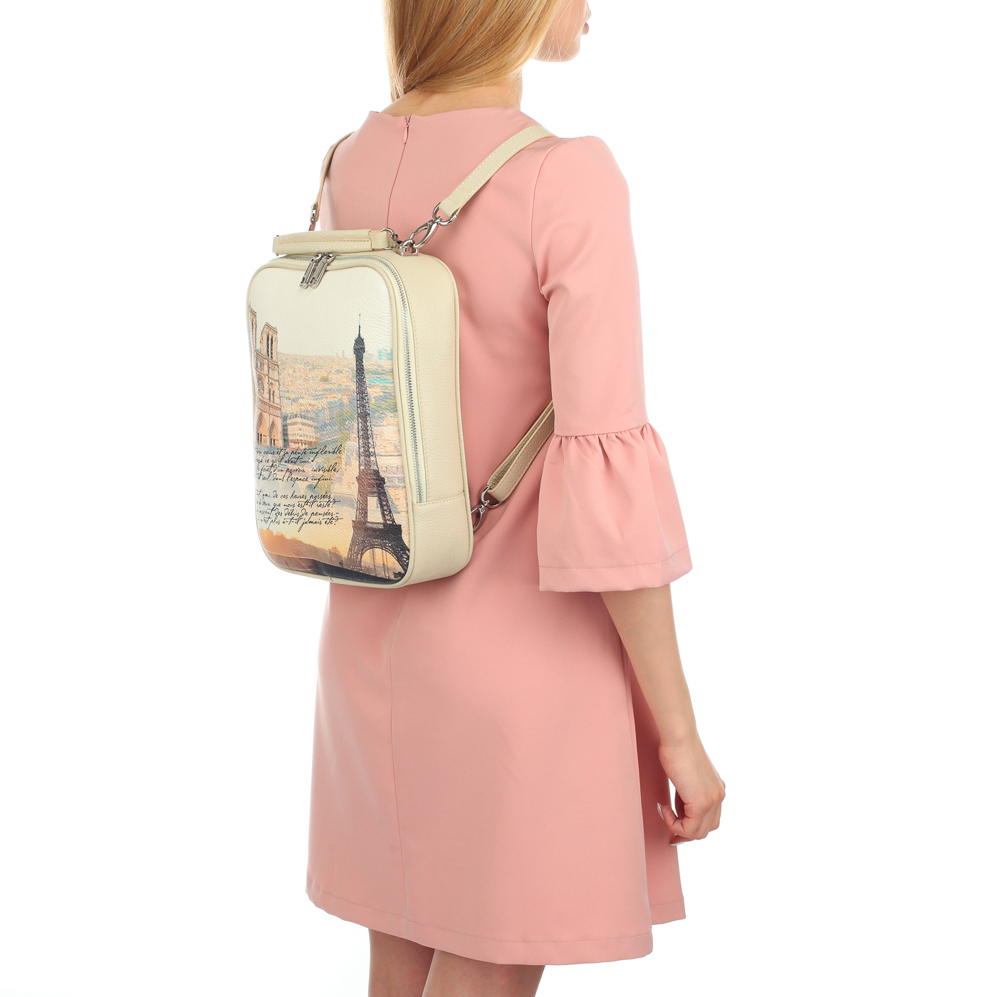 Женский рюкзак из кожи с принтом Chatte Lille