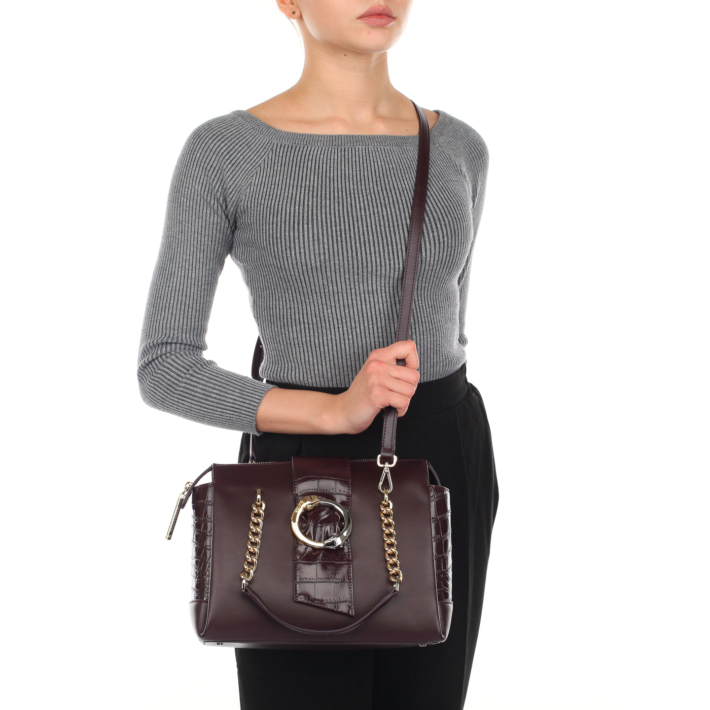 Женская бордовая сумка с плечевым ремешком Cavalli Class Dea